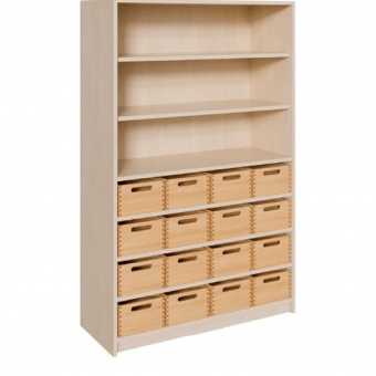 Schränke mit 16 mittleren Massivholzkästen, ohne SF, 2EB, 160cm hoch 